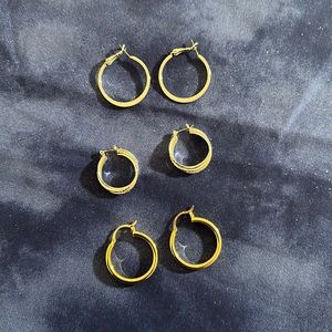 Three hoop earrings set